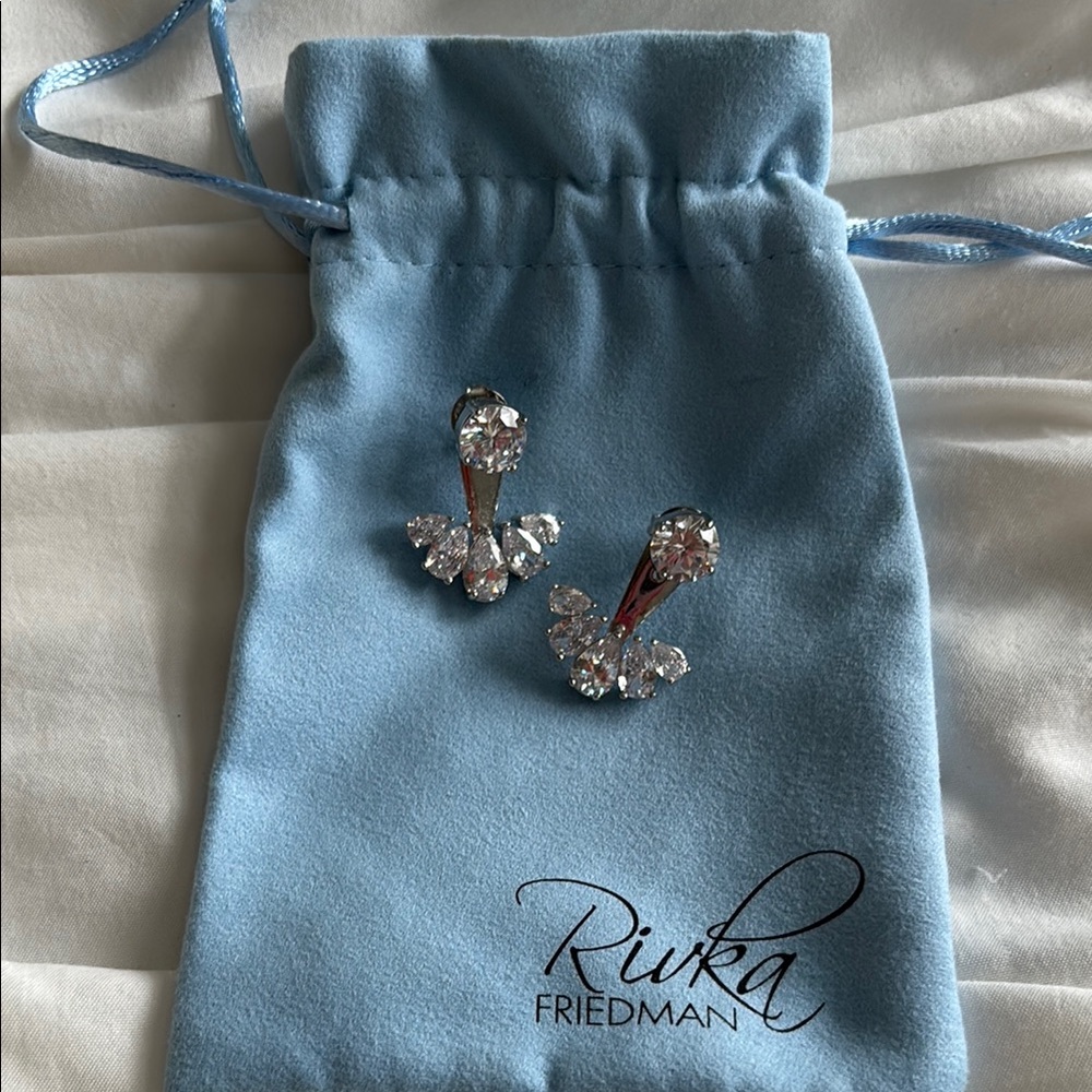 Rivka Friedman Silver Butterfly Earrings with Crystal Embellishments